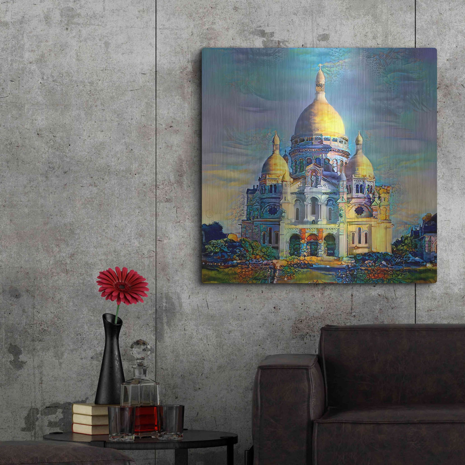 Luxe Metal Art 'Paris France Basilica of the Sacred Heart Sacre Coeur' by Pedro Gavidia, Metal Wall Art,36x36