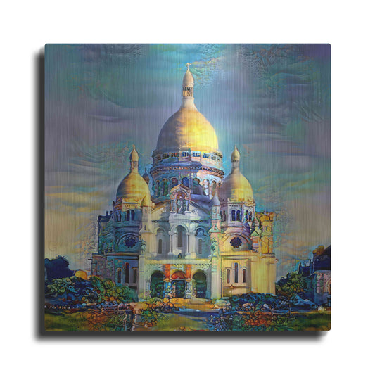 Luxe Metal Art 'Paris France Basilica of the Sacred Heart Sacre Coeur' by Pedro Gavidia, Metal Wall Art