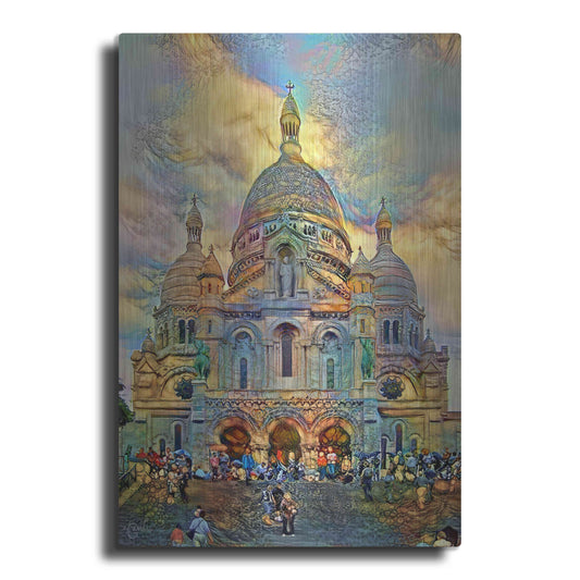 Luxe Metal Art 'Paris France Basilica of the Sacred Heart Sacre Coeur 2' by Pedro Gavidia, Metal Wall Art