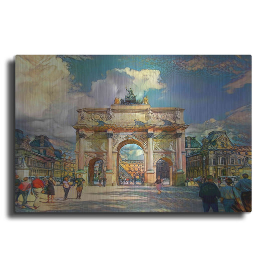 Luxe Metal Art 'Paris France Arch of Carrousel' by Pedro Gavidia, Metal Wall Art