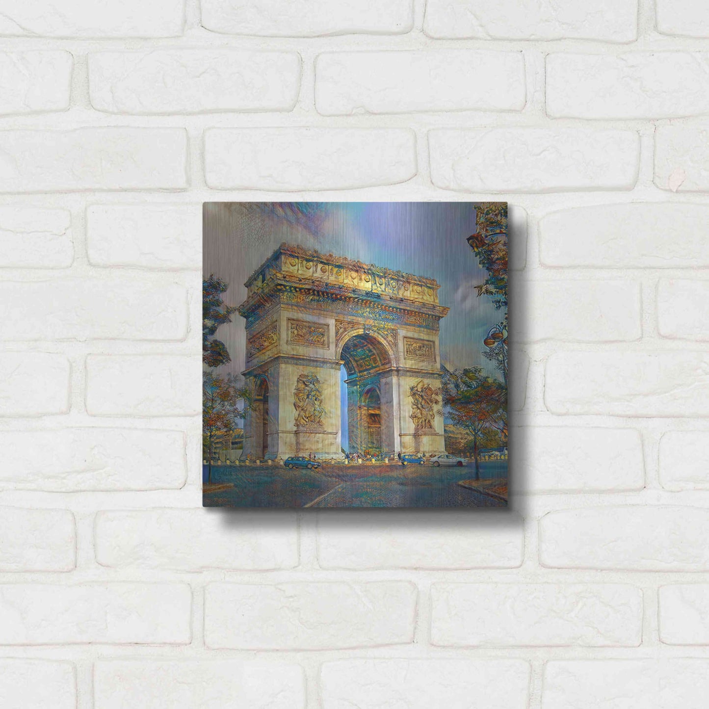 Luxe Metal Art 'Paris France Arc de Triomphe' by Pedro Gavidia, Metal Wall Art,12x12