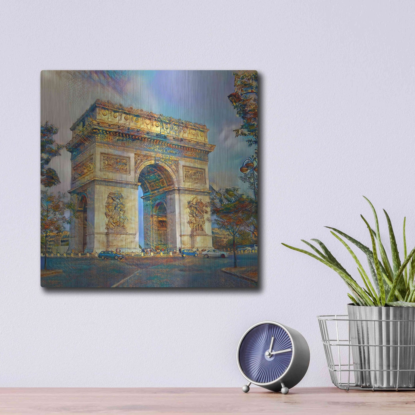 Luxe Metal Art 'Paris France Arc de Triomphe' by Pedro Gavidia, Metal Wall Art,12x12