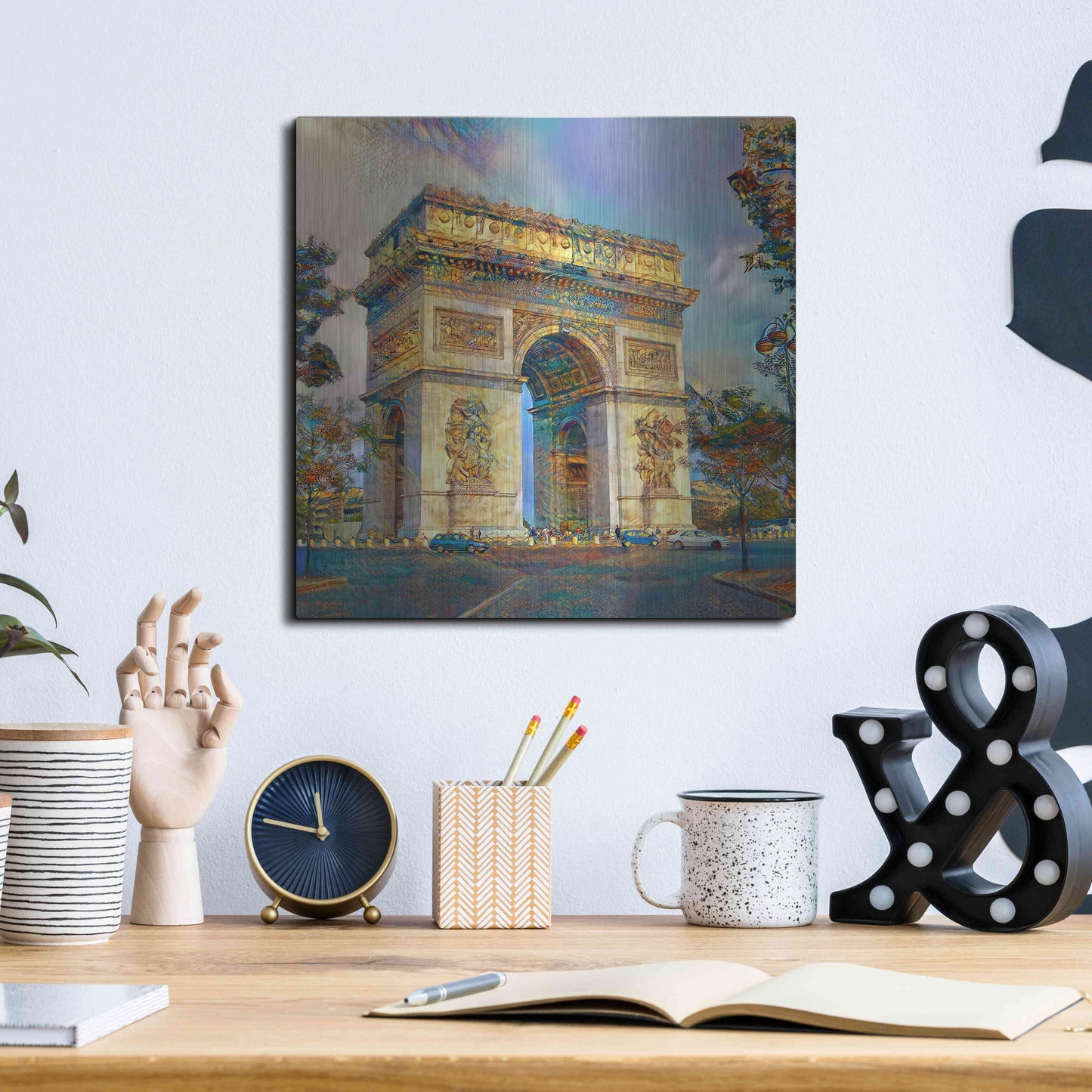 Luxe Metal Art 'Paris France Arc de Triomphe' by Pedro Gavidia, Metal Wall Art,12x12