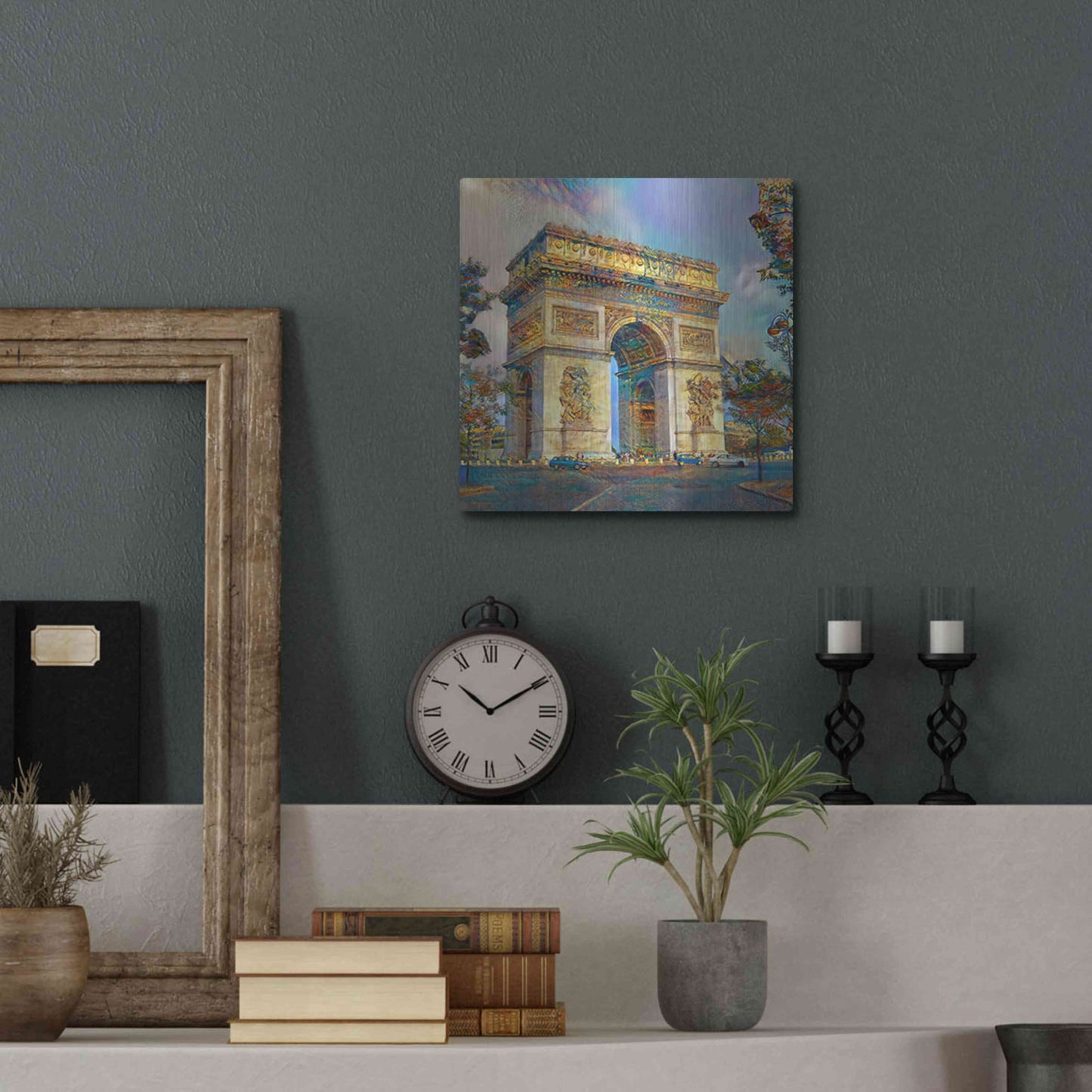 Luxe Metal Art 'Paris France Arc de Triomphe' by Pedro Gavidia, Metal Wall Art,12x12