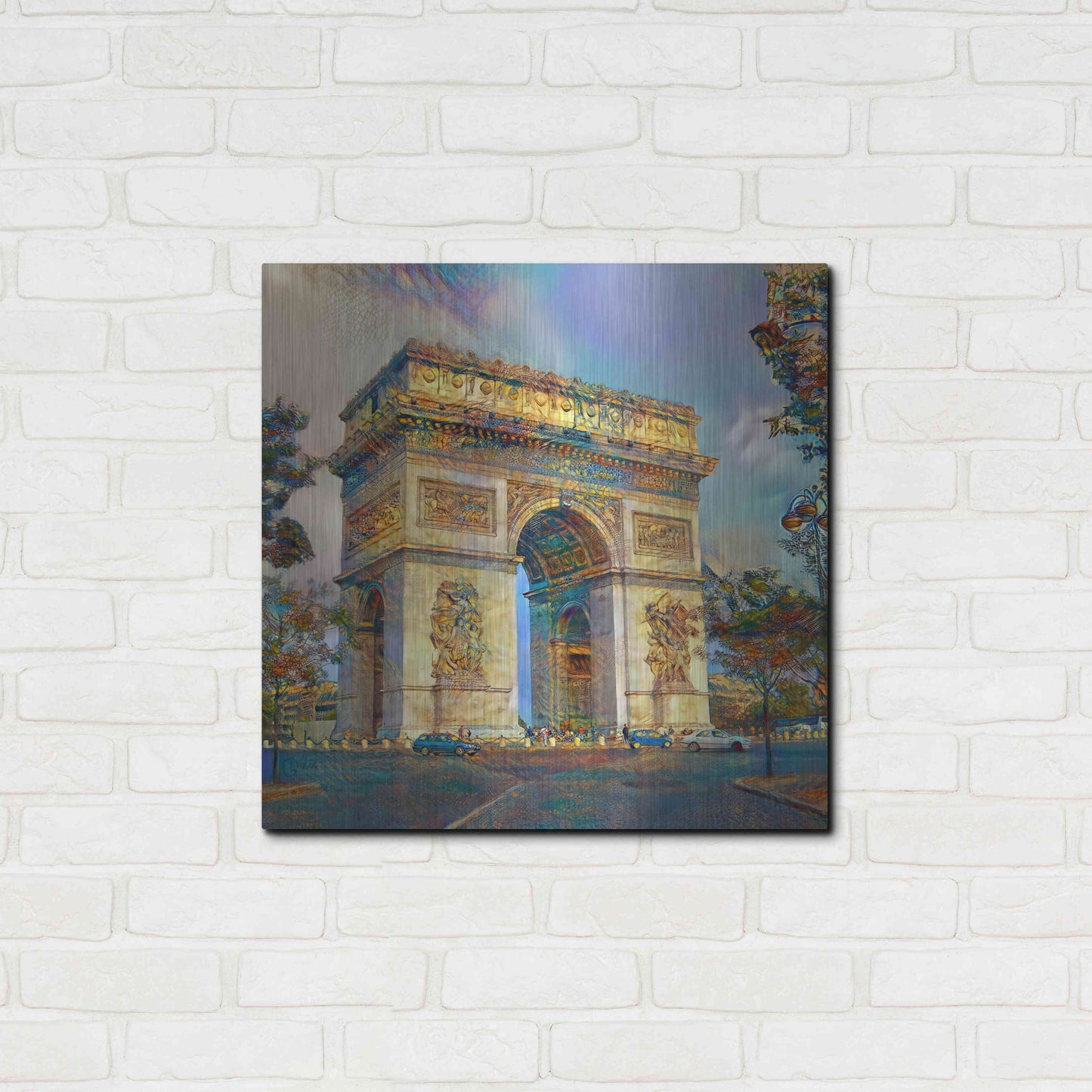 Luxe Metal Art 'Paris France Arc de Triomphe' by Pedro Gavidia, Metal Wall Art,24x24