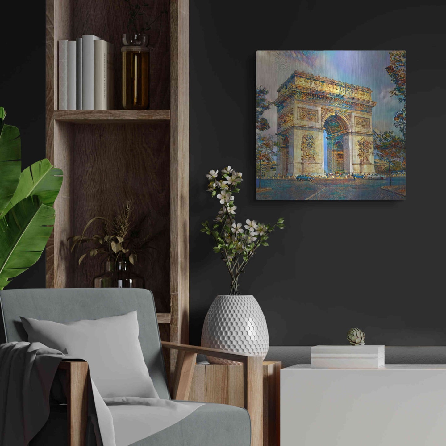 Luxe Metal Art 'Paris France Arc de Triomphe' by Pedro Gavidia, Metal Wall Art,24x24