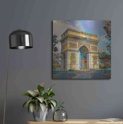 Luxe Metal Art 'Paris France Arc de Triomphe' by Pedro Gavidia, Metal Wall Art,24x24