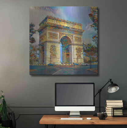 Luxe Metal Art 'Paris France Arc de Triomphe' by Pedro Gavidia, Metal Wall Art,36x36