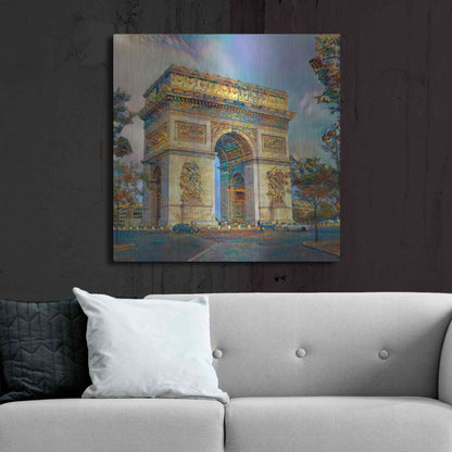 Luxe Metal Art 'Paris France Arc de Triomphe' by Pedro Gavidia, Metal Wall Art,36x36