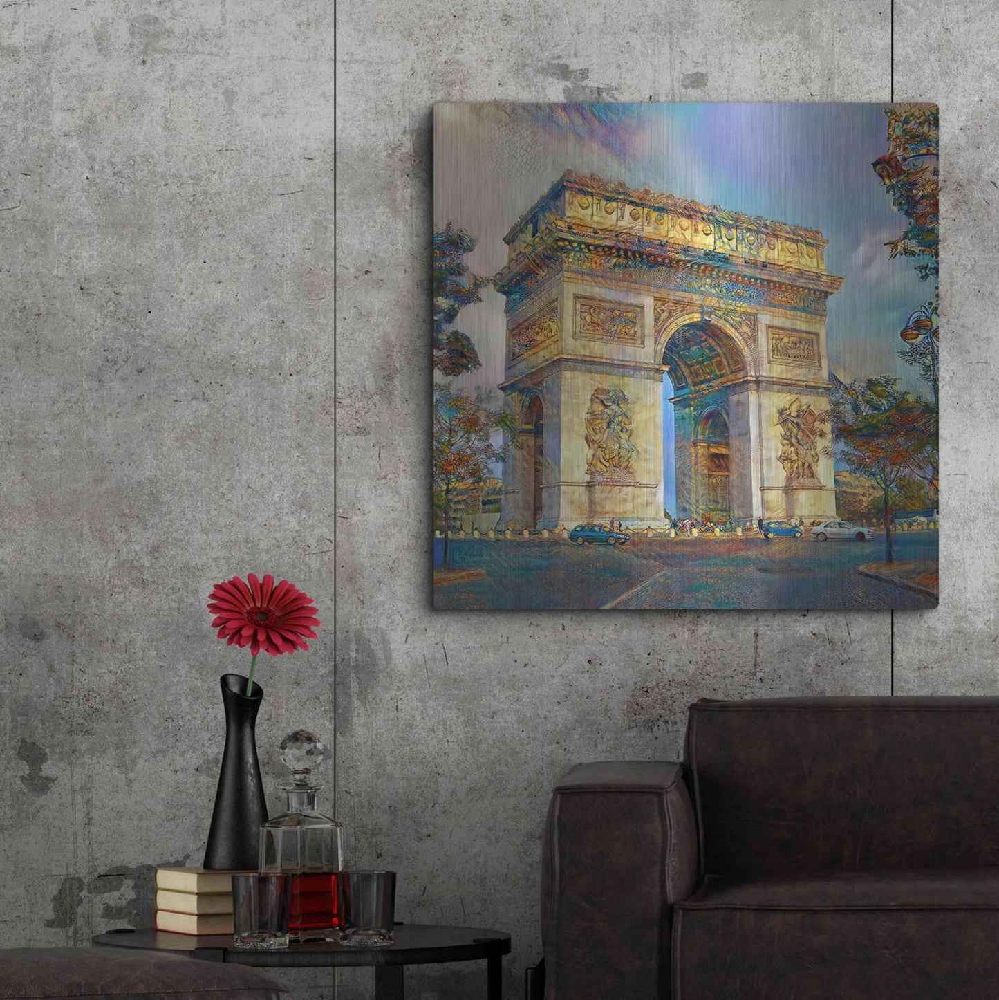 Luxe Metal Art 'Paris France Arc de Triomphe' by Pedro Gavidia, Metal Wall Art,36x36