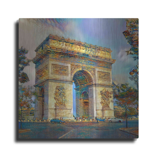 Luxe Metal Art 'Paris France Arc de Triomphe' by Pedro Gavidia, Metal Wall Art