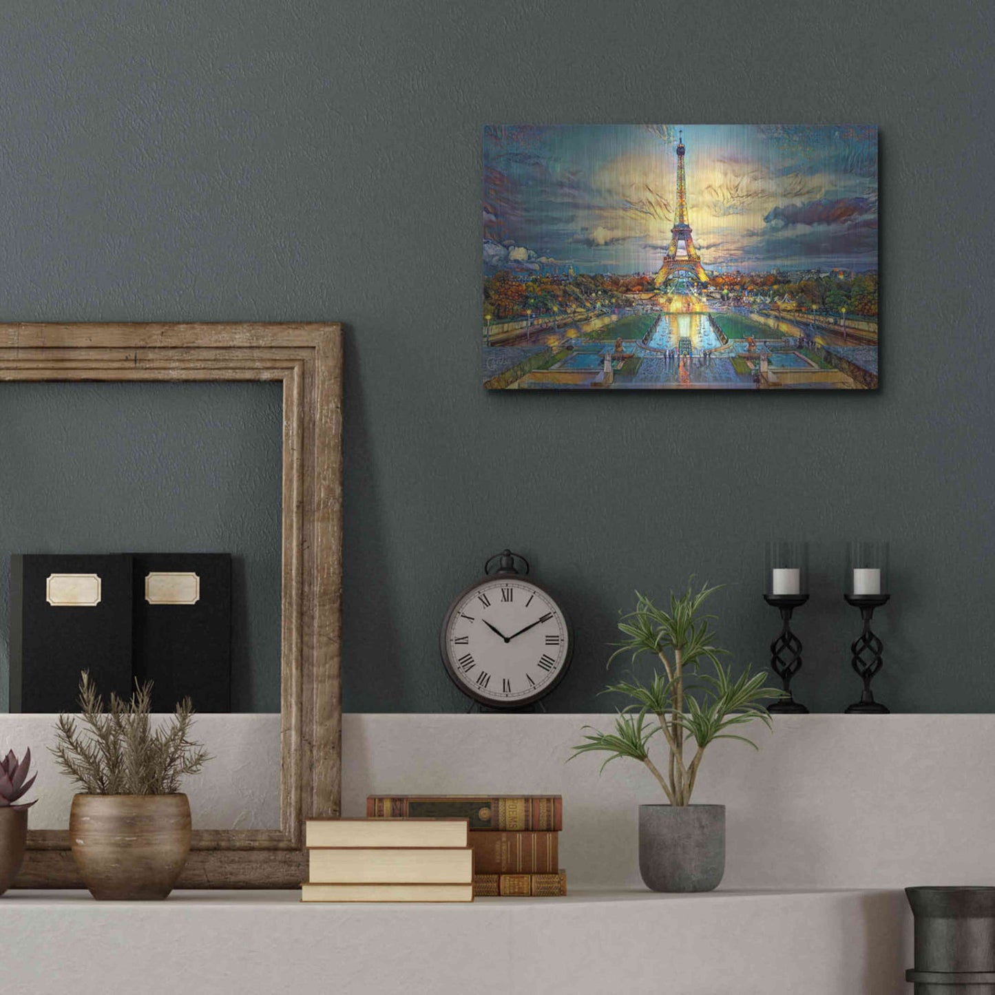 Luxe Metal Art 'Paris France Fontaines de Chaillot and Eiffel Tower seen from the Place du Trocadero' by Pedro Gavidia, Metal Wall Art,16x12