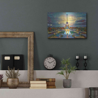 Luxe Metal Art 'Paris France Fontaines de Chaillot and Eiffel Tower seen from the Place du Trocadero' by Pedro Gavidia, Metal Wall Art,16x12