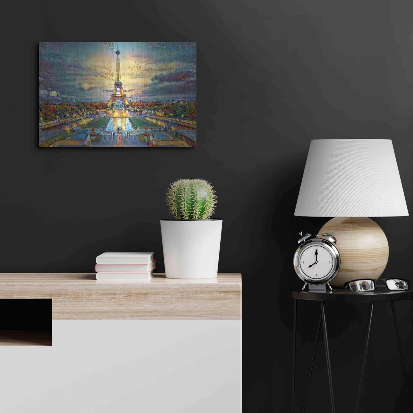 Luxe Metal Art 'Paris France Fontaines de Chaillot and Eiffel Tower seen from the Place du Trocadero' by Pedro Gavidia, Metal Wall Art,24x16