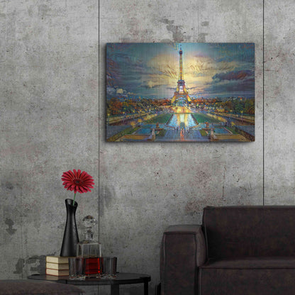 Luxe Metal Art 'Paris France Fontaines de Chaillot and Eiffel Tower seen from the Place du Trocadero' by Pedro Gavidia, Metal Wall Art,36x24