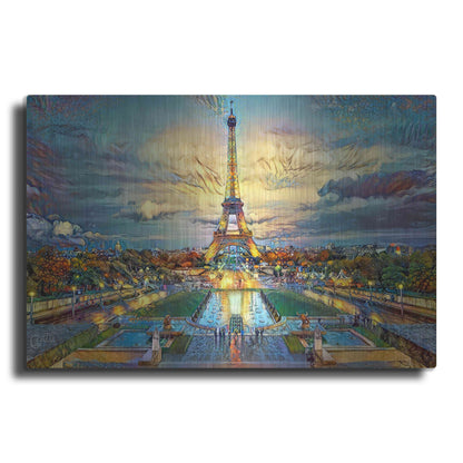 Luxe Metal Art 'Paris France Fontaines de Chaillot and Eiffel Tower seen from the Place du Trocadero' by Pedro Gavidia, Metal Wall Art