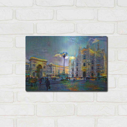 Luxe Metal Art 'Milan Italy Piazza del Duomo' by Pedro Gavidia, Metal Wall Art,16x12