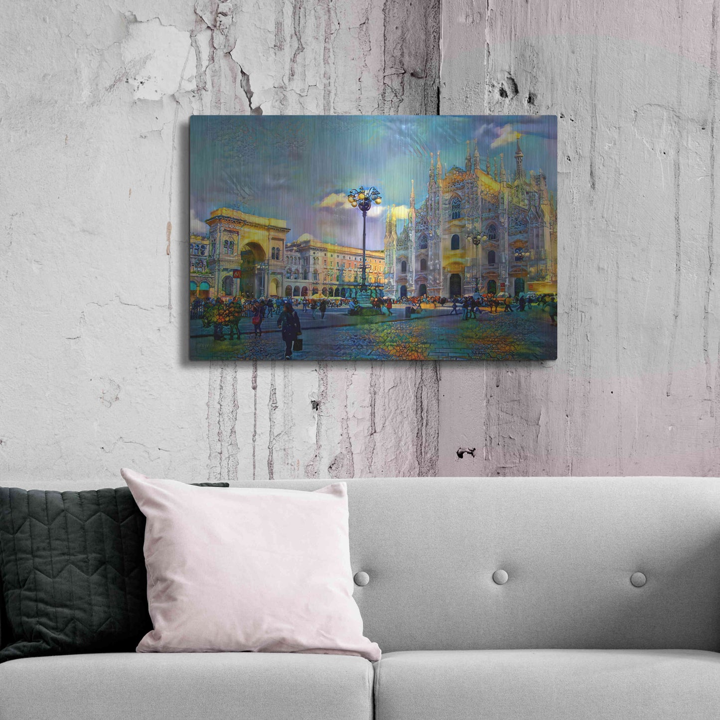 Luxe Metal Art 'Milan Italy Piazza del Duomo' by Pedro Gavidia, Metal Wall Art,36x24