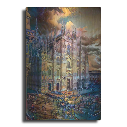 Luxe Metal Art 'Milan Italy Domm Cathedral' by Pedro Gavidia, Metal Wall Art