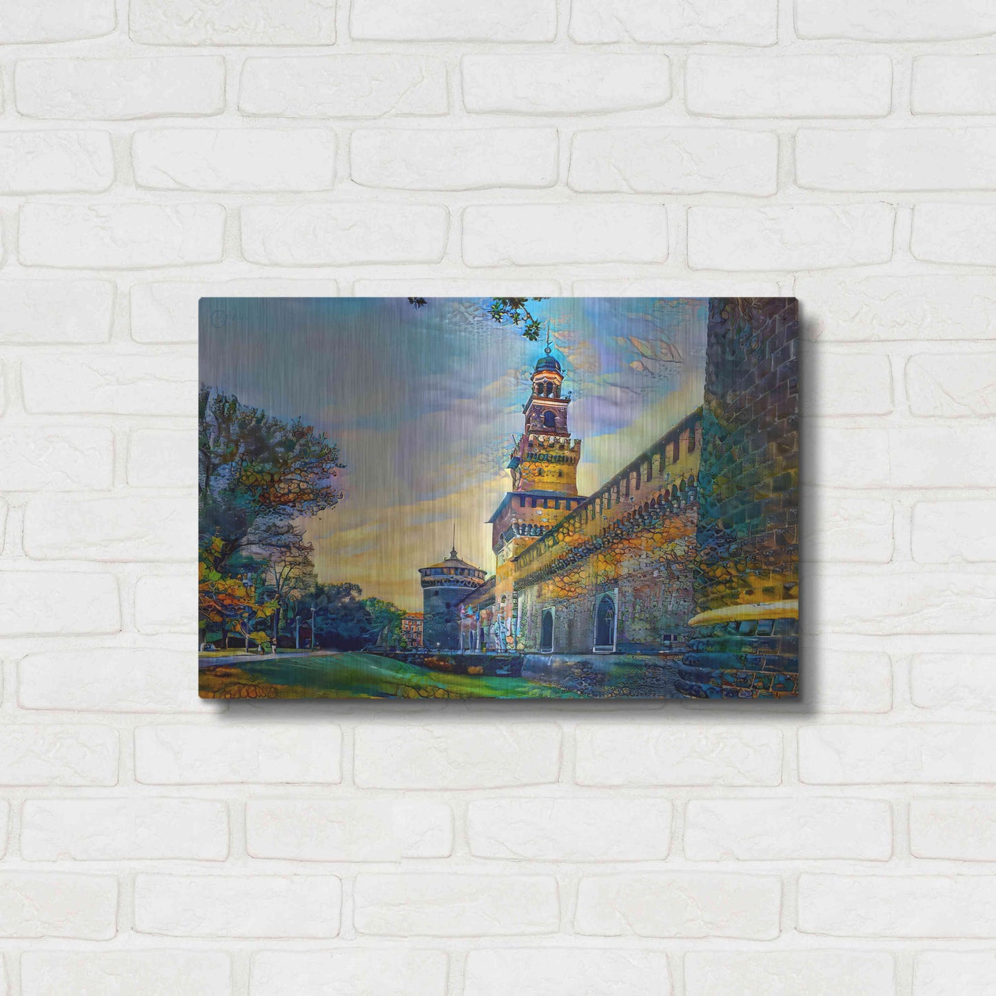 Luxe Metal Art 'Milan Italy Castello Sforzesco' by Pedro Gavidia, Metal Wall Art,24x16