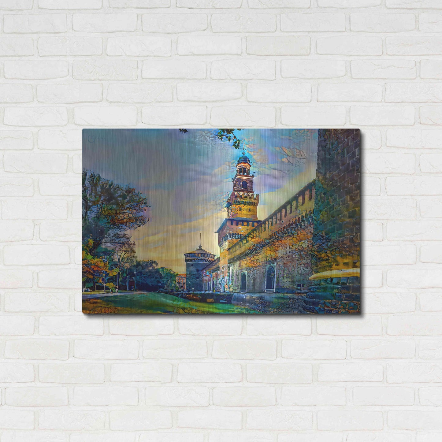 Luxe Metal Art 'Milan Italy Castello Sforzesco' by Pedro Gavidia, Metal Wall Art,36x24