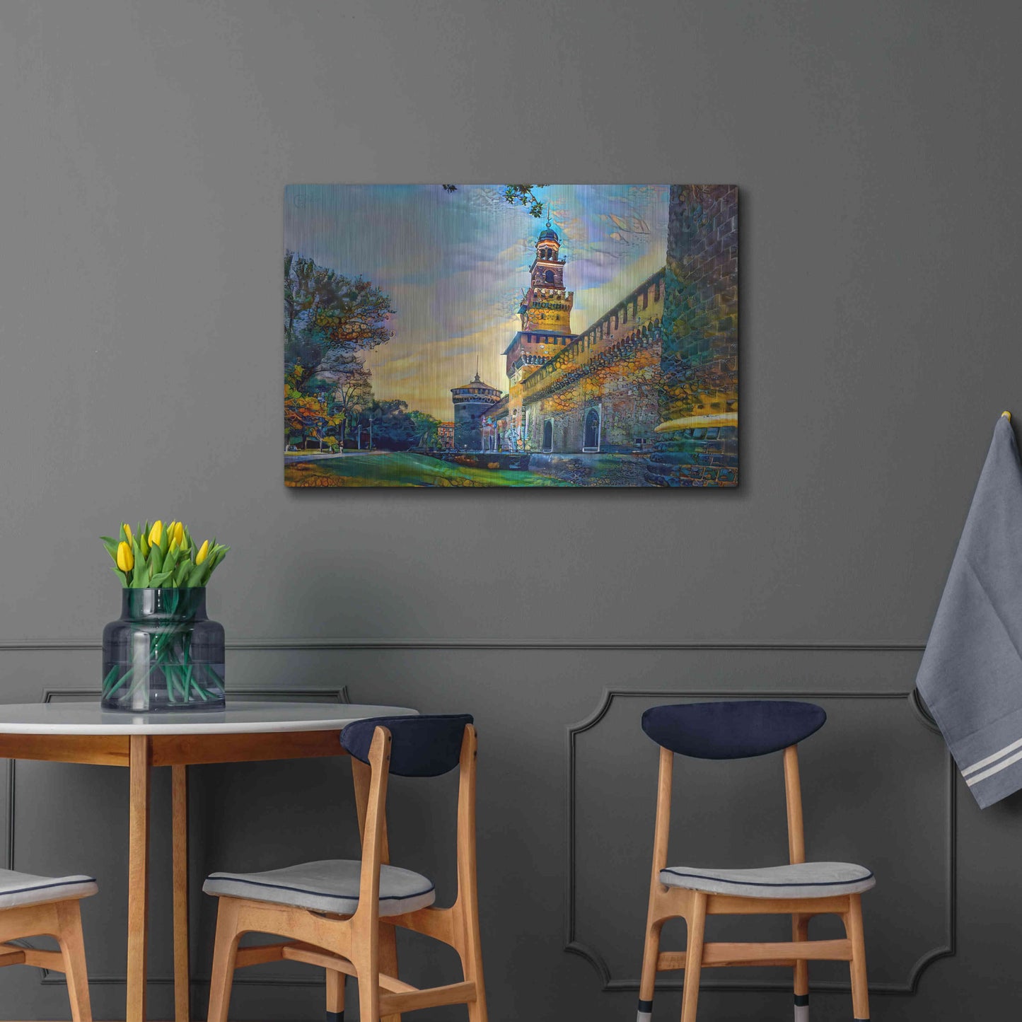 Luxe Metal Art 'Milan Italy Castello Sforzesco' by Pedro Gavidia, Metal Wall Art,36x24