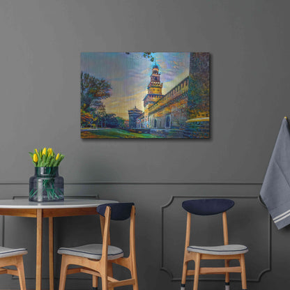 Luxe Metal Art 'Milan Italy Castello Sforzesco' by Pedro Gavidia, Metal Wall Art,36x24