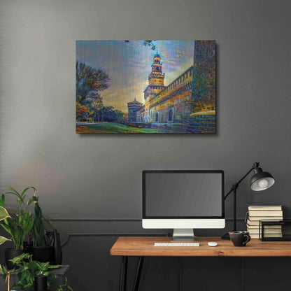 Luxe Metal Art 'Milan Italy Castello Sforzesco' by Pedro Gavidia, Metal Wall Art,36x24