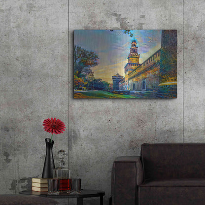 Luxe Metal Art 'Milan Italy Castello Sforzesco' by Pedro Gavidia, Metal Wall Art,36x24