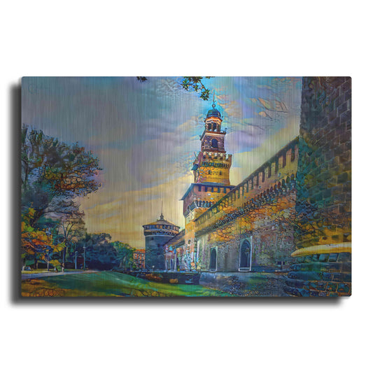 Luxe Metal Art 'Milan Italy Castello Sforzesco' by Pedro Gavidia, Metal Wall Art