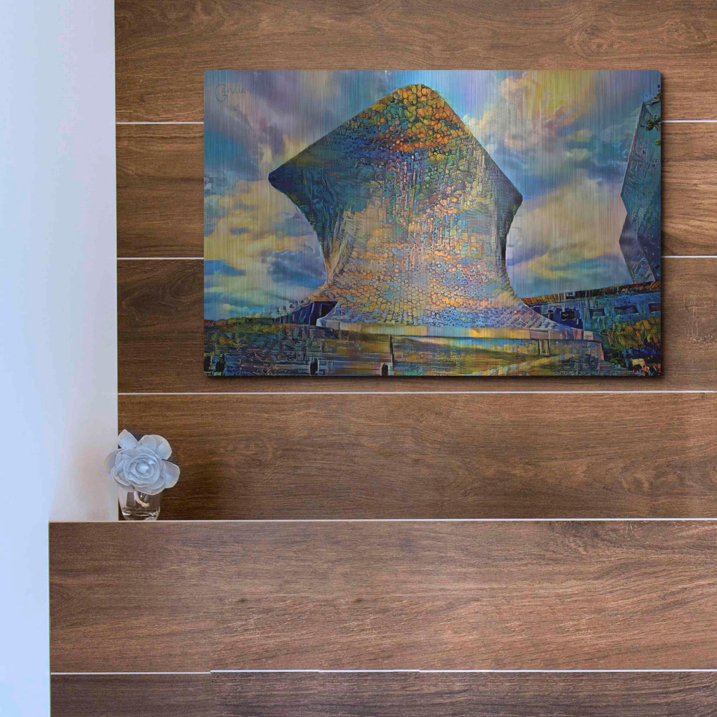 Luxe Metal Art 'Mexico City Soumaya Museum' by Pedro Gavidia, Metal Wall Art,16x12