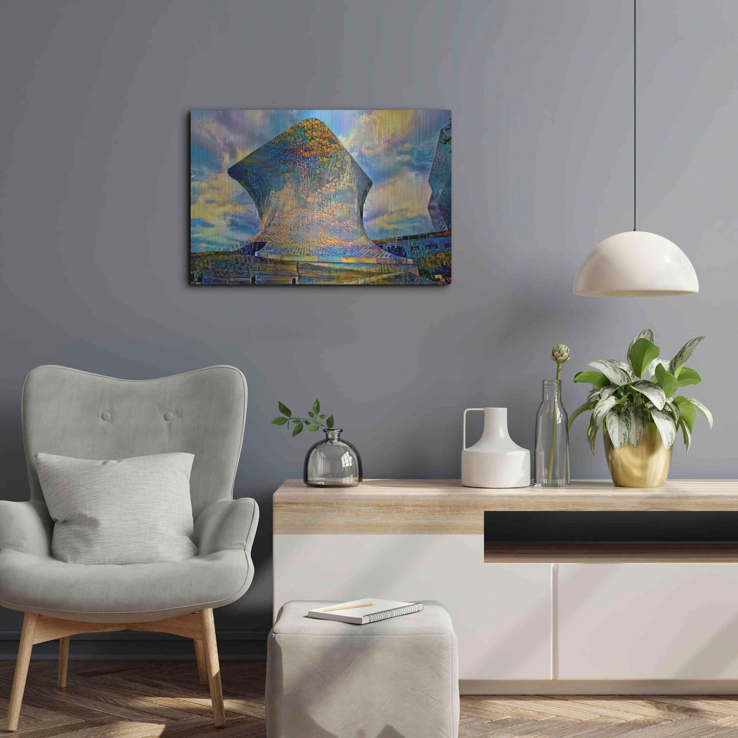 Luxe Metal Art 'Mexico City Soumaya Museum' by Pedro Gavidia, Metal Wall Art,24x16