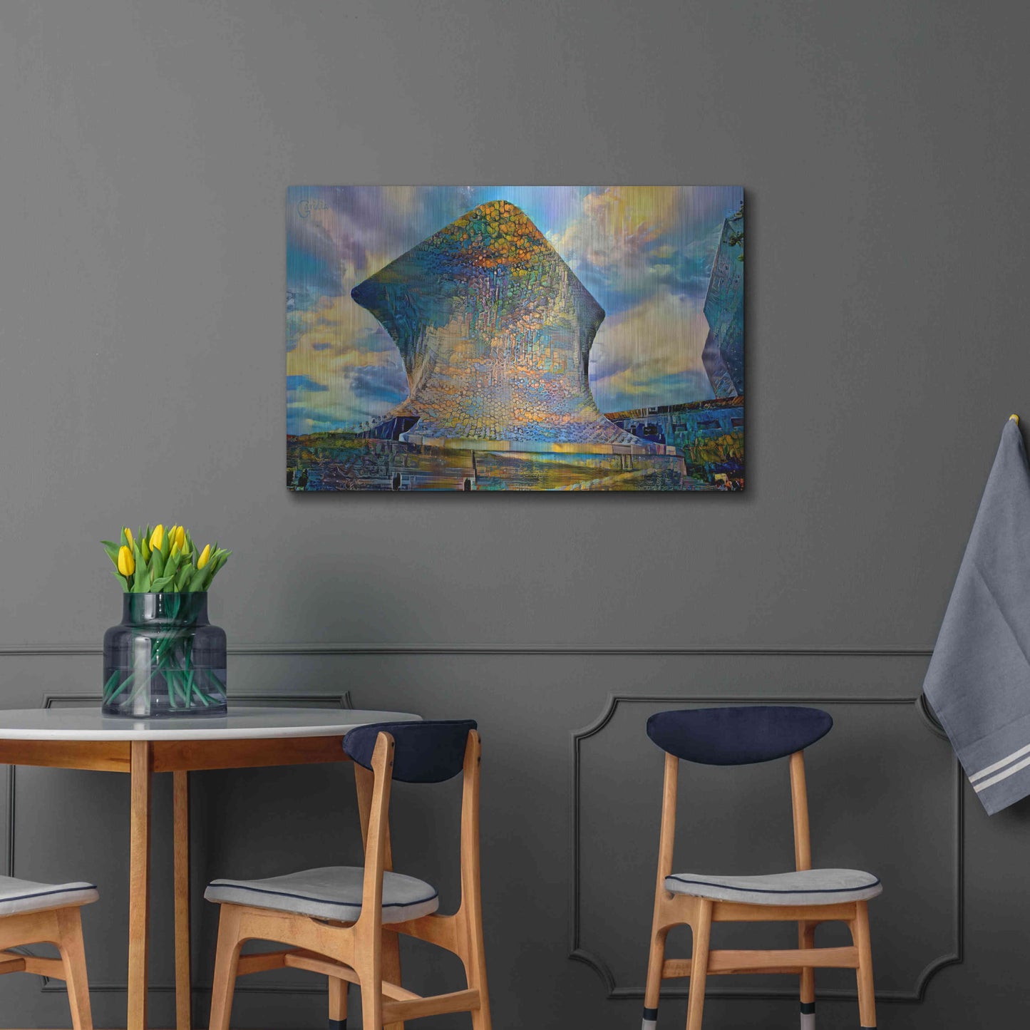 Luxe Metal Art 'Mexico City Soumaya Museum' by Pedro Gavidia, Metal Wall Art,36x24