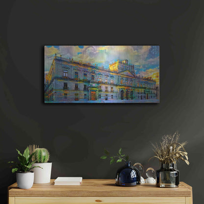 Luxe Metal Art 'Mexico City Palace of Mines' by Pedro Gavidia, Metal Wall Art,24x12