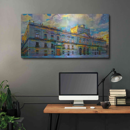 Luxe Metal Art 'Mexico City Palace of Mines' by Pedro Gavidia, Metal Wall Art,48x24