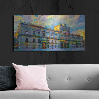 Luxe Metal Art 'Mexico City Palace of Mines' by Pedro Gavidia, Metal Wall Art,48x24