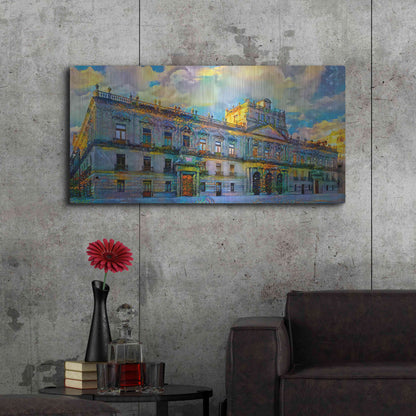 Luxe Metal Art 'Mexico City Palace of Mines' by Pedro Gavidia, Metal Wall Art,48x24