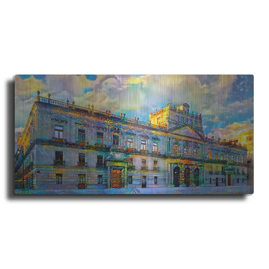 Luxe Metal Art 'Mexico City Palace of Mines' by Pedro Gavidia, Metal Wall Art