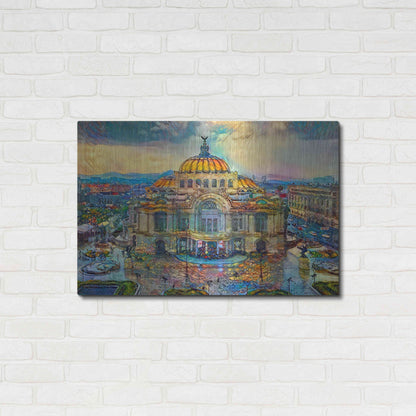 Luxe Metal Art 'Mexico City Palace of Fine Arts in the rain' by Pedro Gavidia, Metal Wall Art,36x24