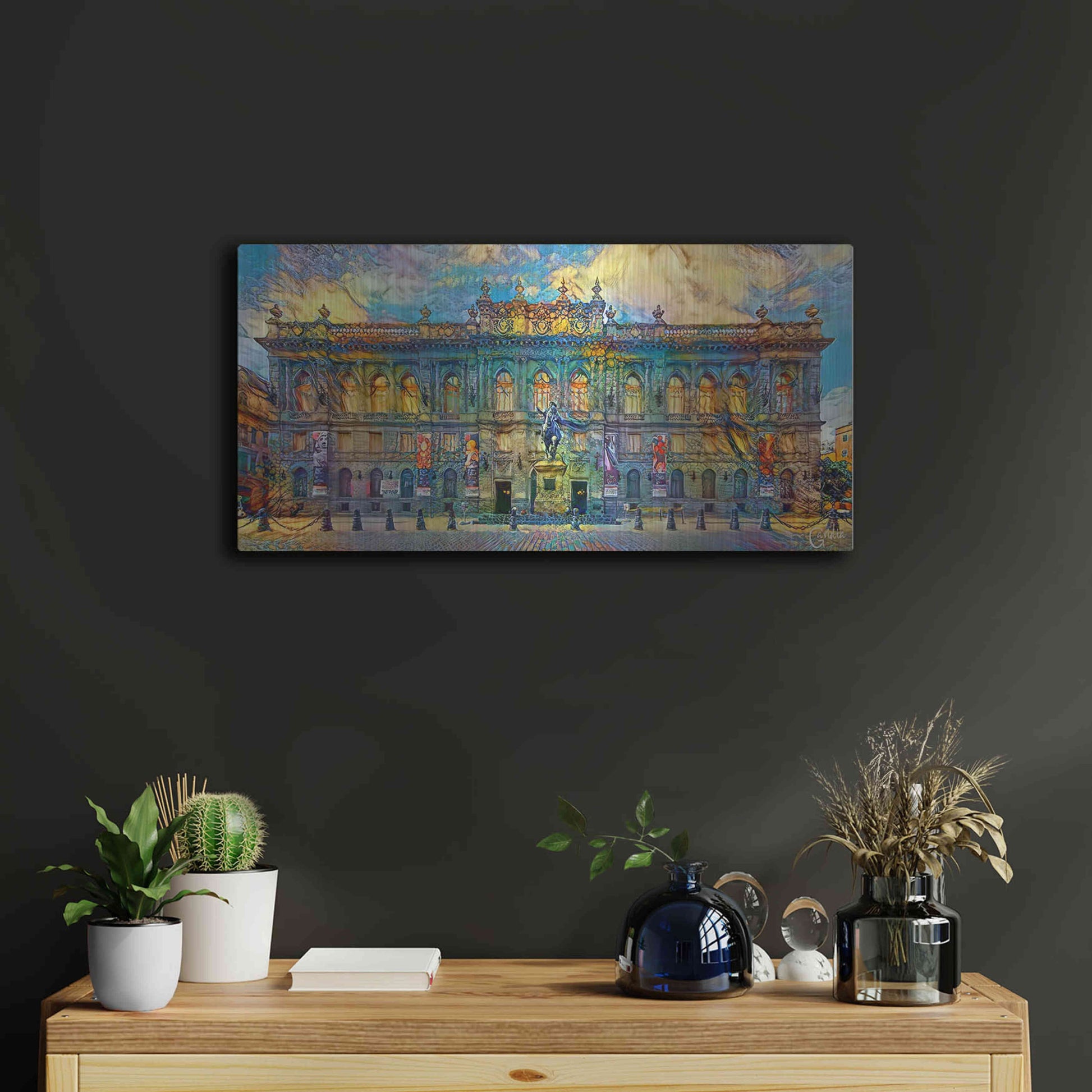 Luxe Metal Art 'Mexico City National Museum of Art' by Pedro Gavidia, Metal Wall Art,24x12
