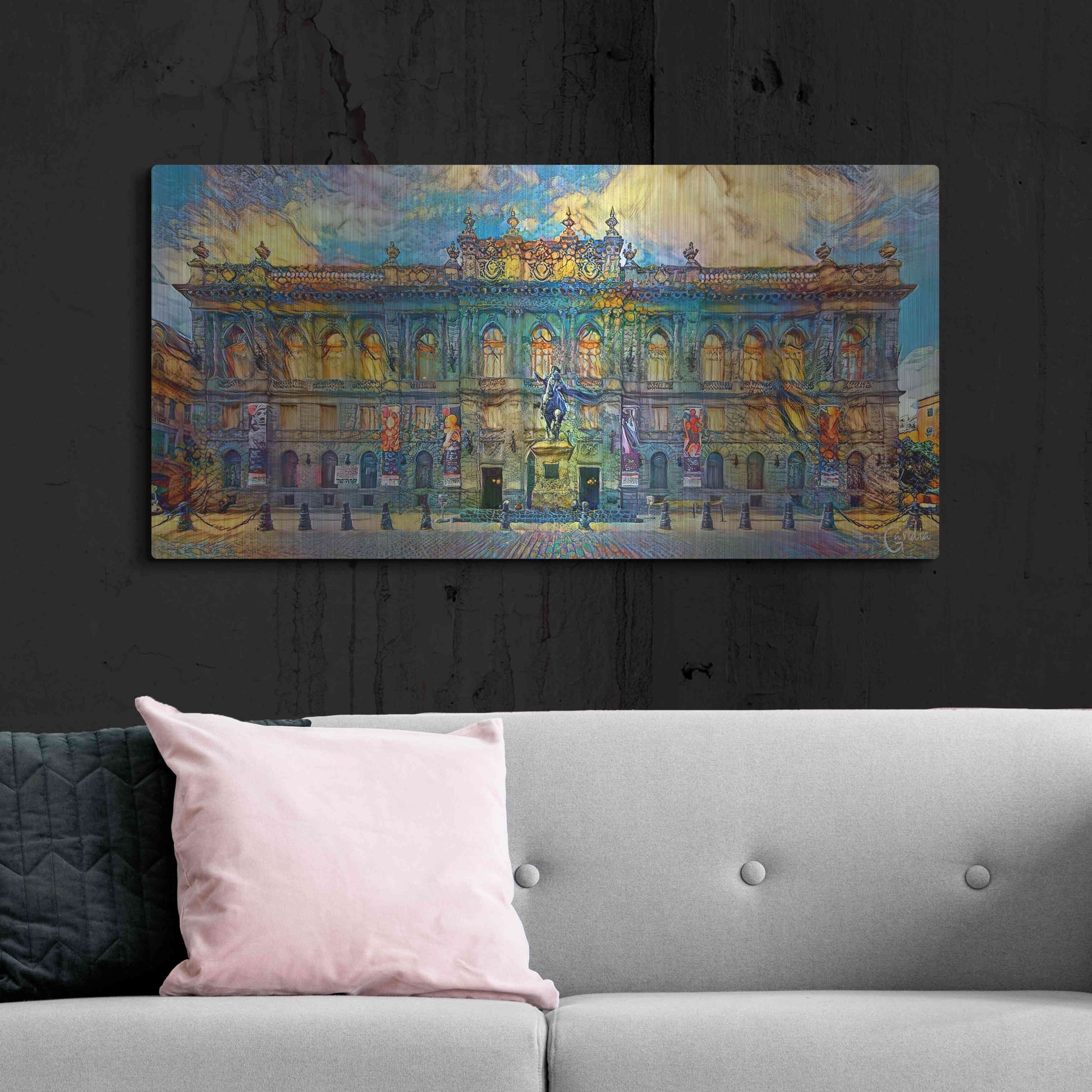 Luxe Metal Art 'Mexico City National Museum of Art' by Pedro Gavidia, Metal Wall Art,48x24