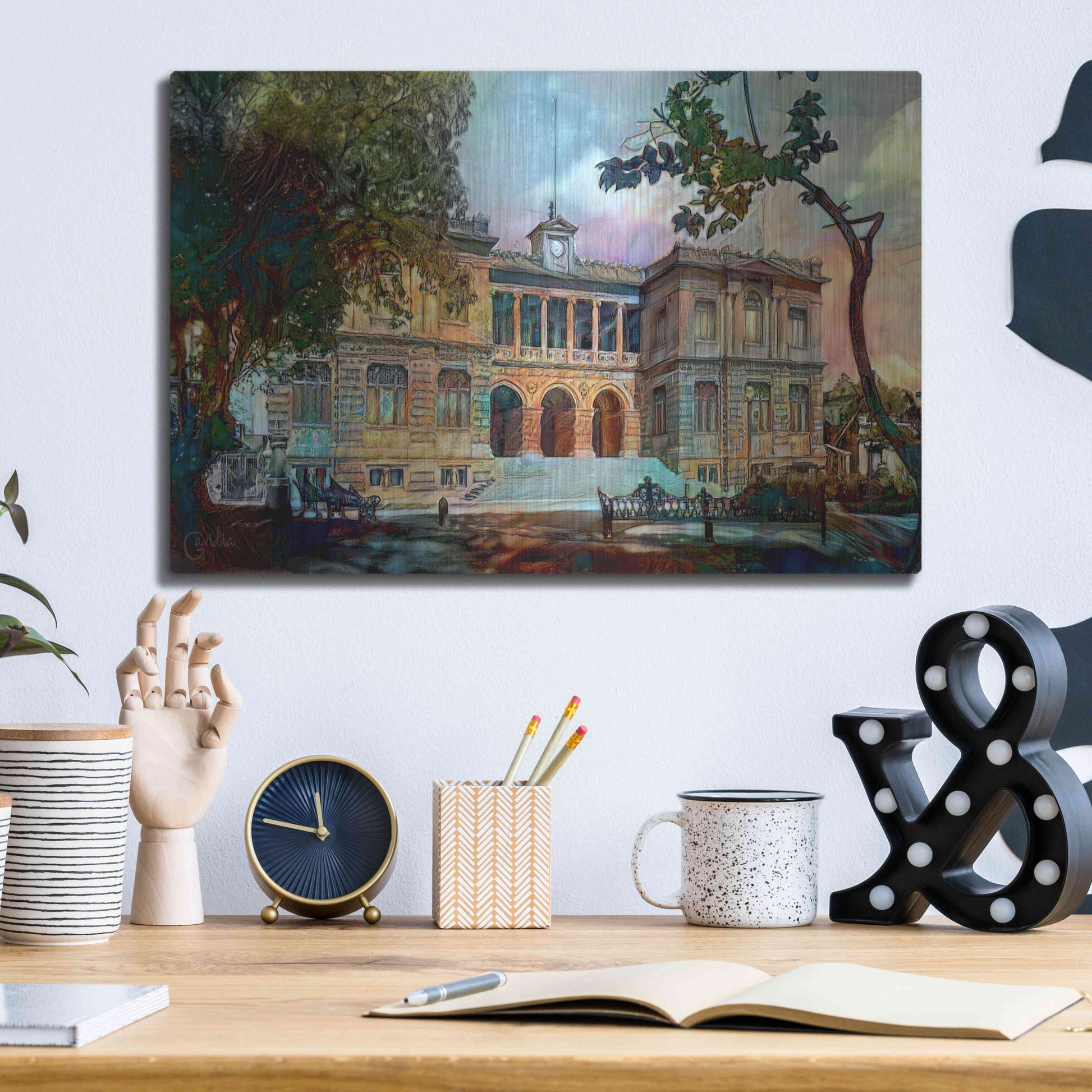 Luxe Metal Art 'Mexico City Museum of Geology' by Pedro Gavidia, Metal Wall Art,16x12