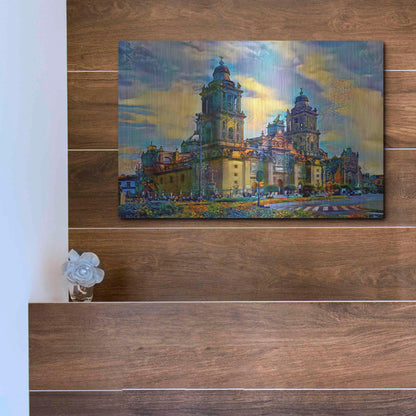 Luxe Metal Art 'Mexico City Metropolitan Cathedral' by Pedro Gavidia, Metal Wall Art,16x12