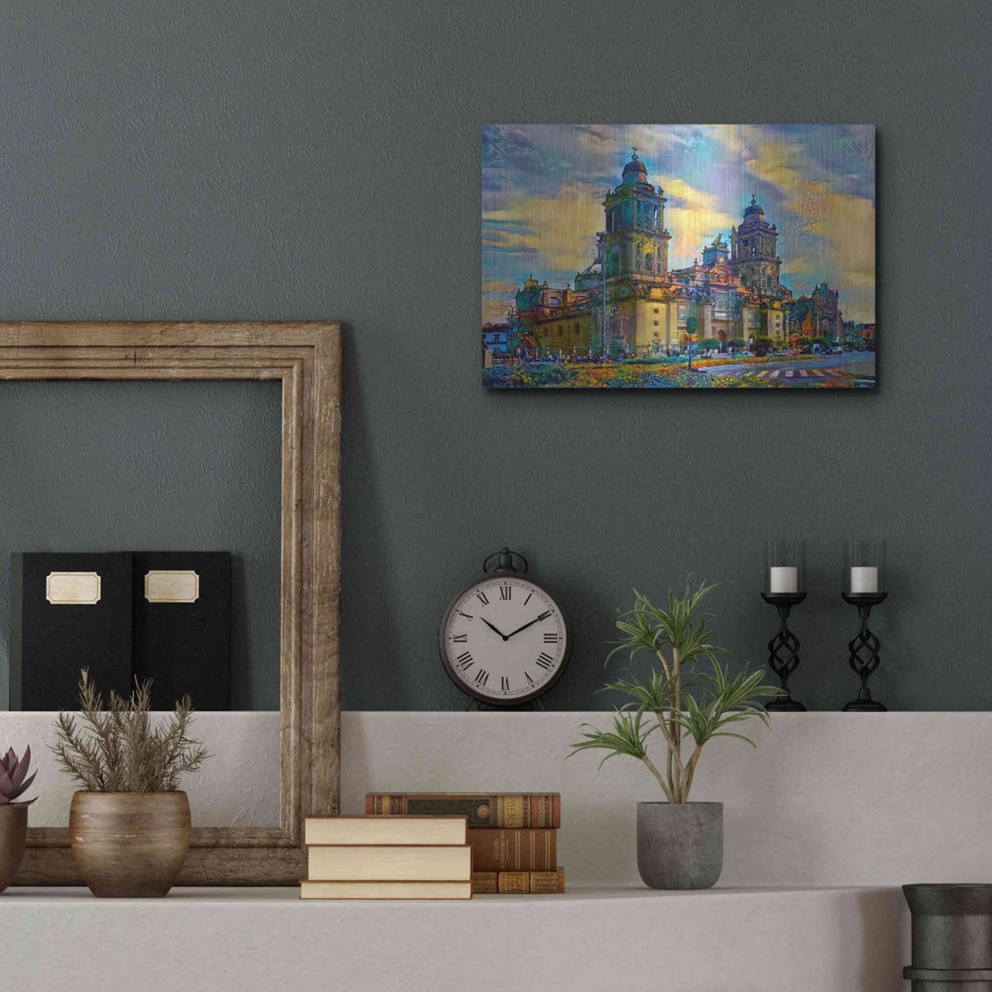 Luxe Metal Art 'Mexico City Metropolitan Cathedral' by Pedro Gavidia, Metal Wall Art,16x12