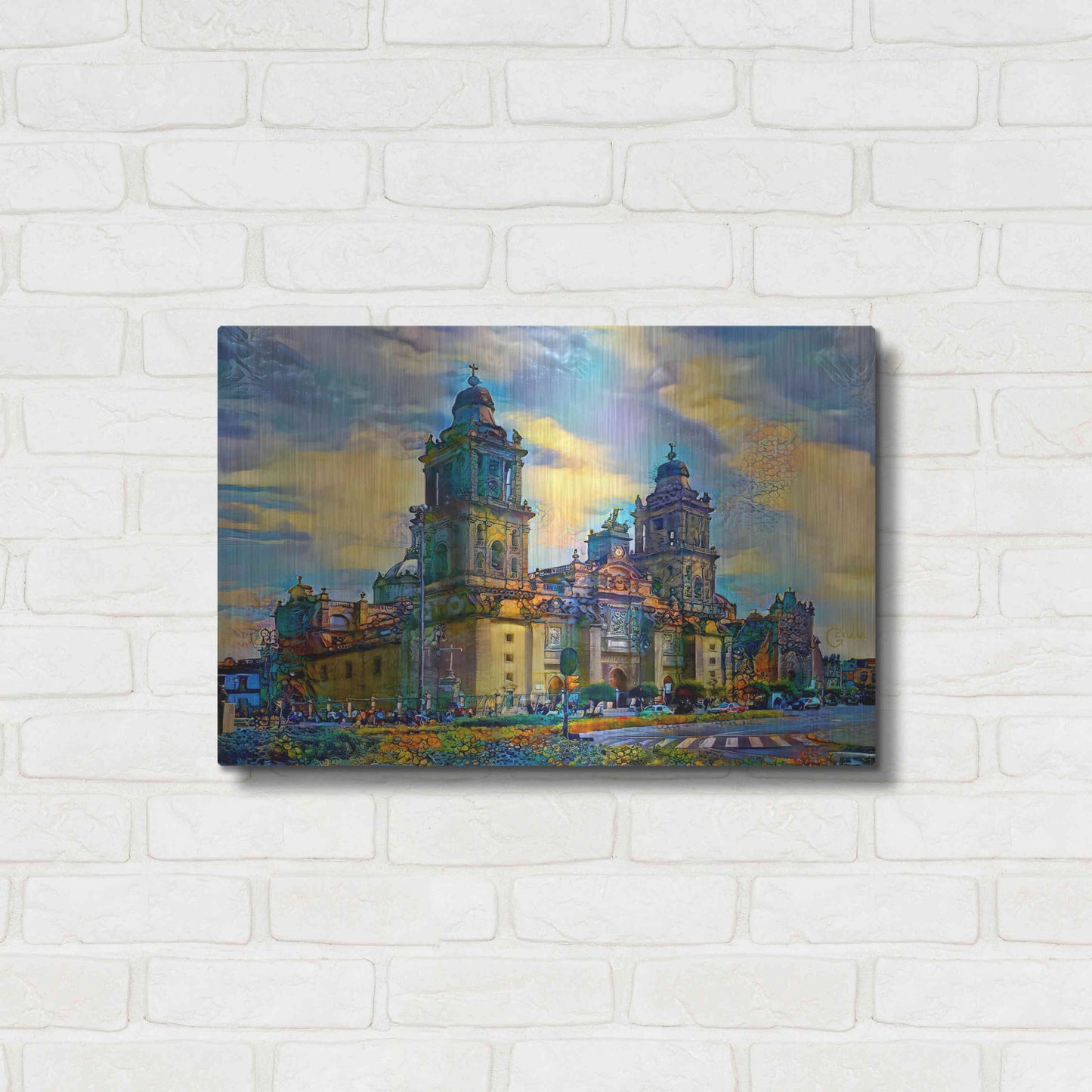 Luxe Metal Art 'Mexico City Metropolitan Cathedral' by Pedro Gavidia, Metal Wall Art,24x16