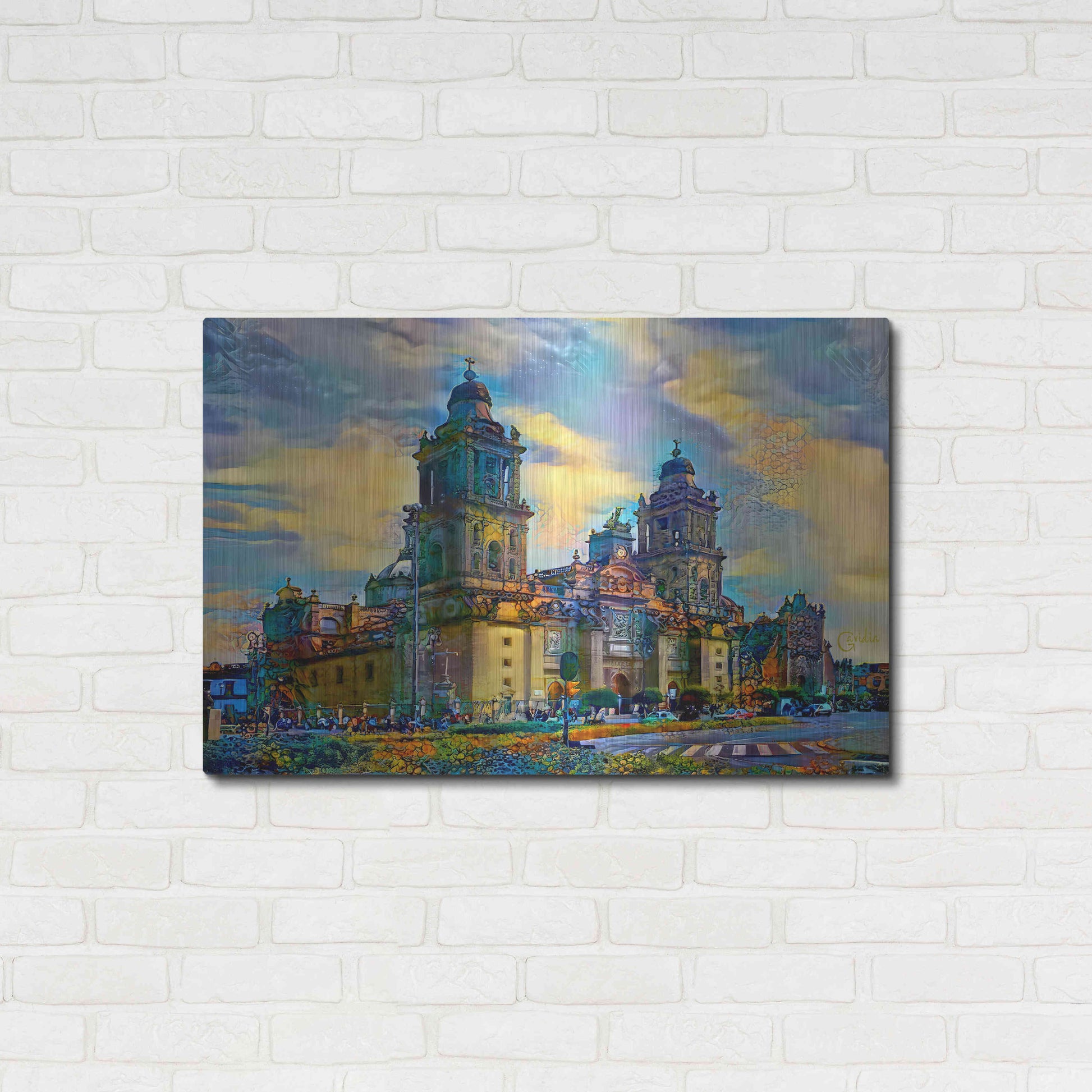 Luxe Metal Art 'Mexico City Metropolitan Cathedral' by Pedro Gavidia, Metal Wall Art,36x24