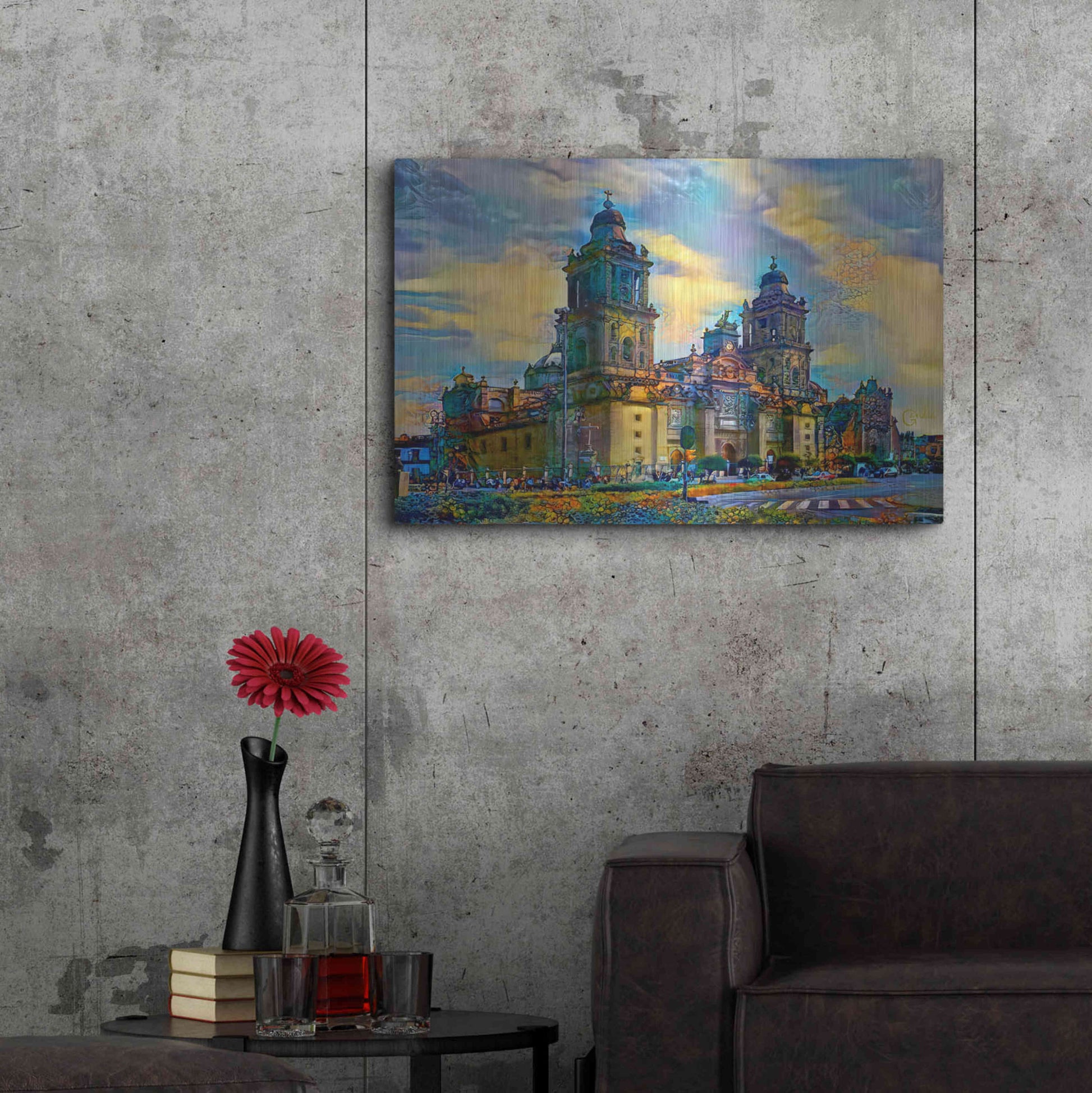 Luxe Metal Art 'Mexico City Metropolitan Cathedral' by Pedro Gavidia, Metal Wall Art,36x24