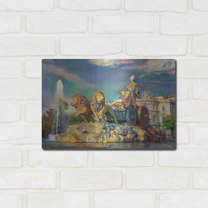 Luxe Metal Art 'Madrid Spain Cibeles Fountain' by Pedro Gavidia, Metal Wall Art,16x12