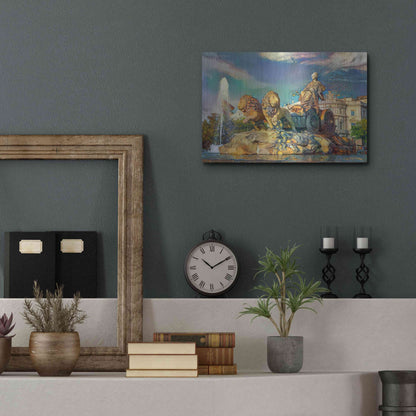 Luxe Metal Art 'Madrid Spain Cibeles Fountain' by Pedro Gavidia, Metal Wall Art,16x12