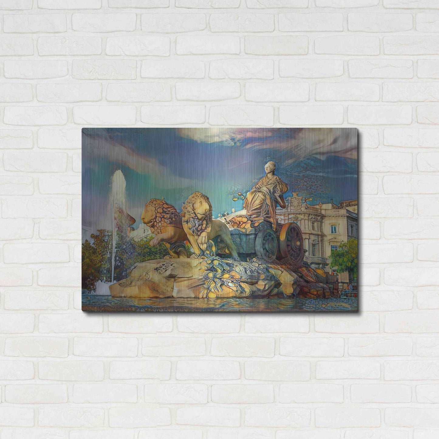 Luxe Metal Art 'Madrid Spain Cibeles Fountain' by Pedro Gavidia, Metal Wall Art,36x24